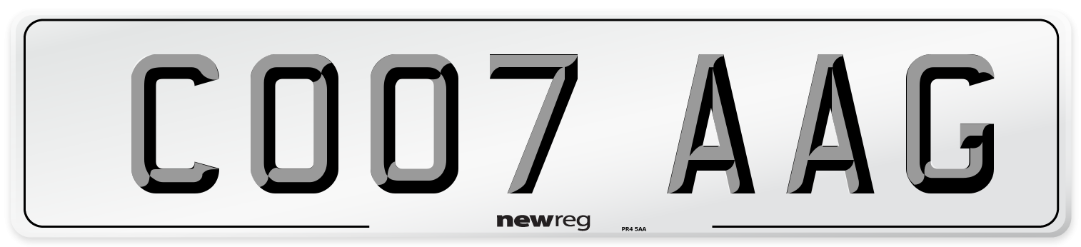 CO07 AAG Number Plate from New Reg